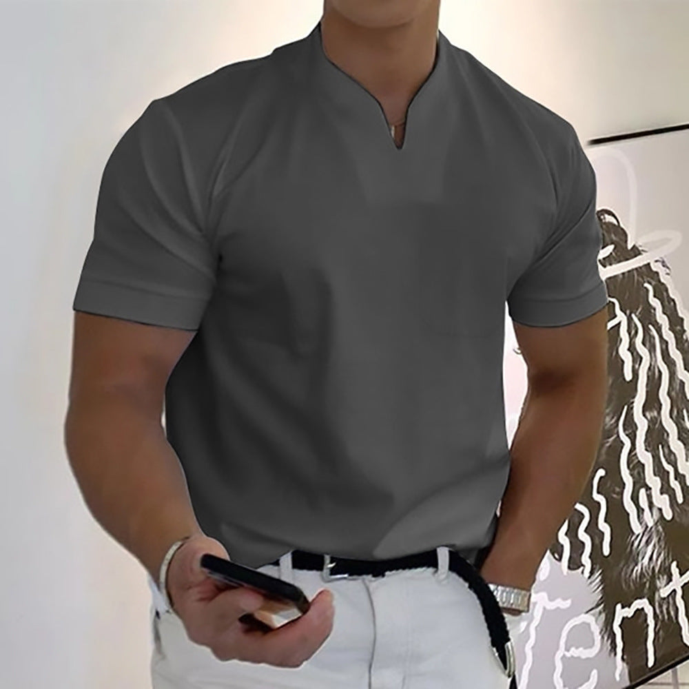 Jed | Men's Band Collar Pocket T-Shirt